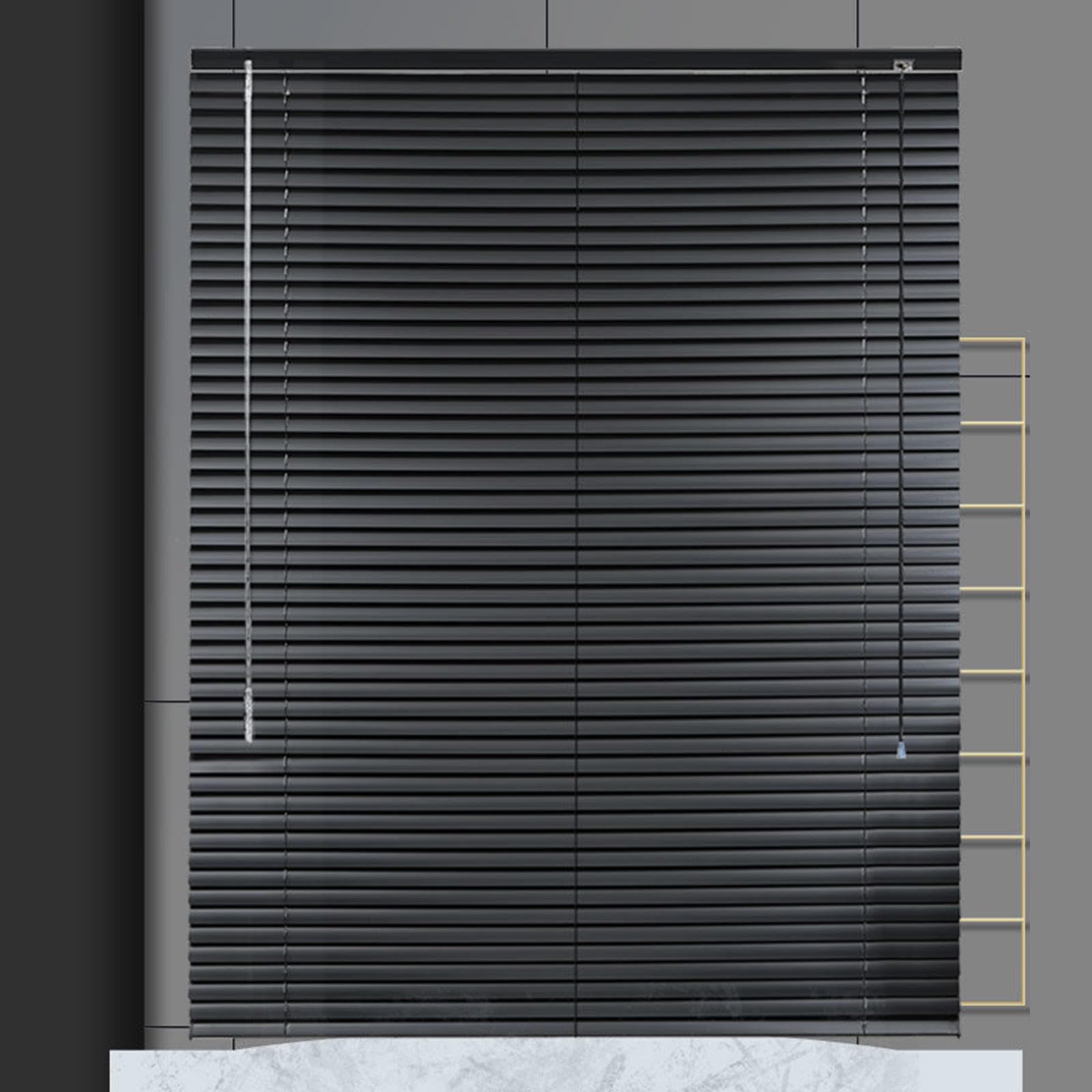 Suwooy W×H Venetian Blinds Black 60Cm 70Cm 75Cm 80Cm 85Cm 100Cm 120Cm Wide,Venetian Blinds Aluminium,Horizontal Blinds For Windows,Blackout/Heat Insulation Shutters,Easy Fit Curtains,-75×140Cm(30*55In)