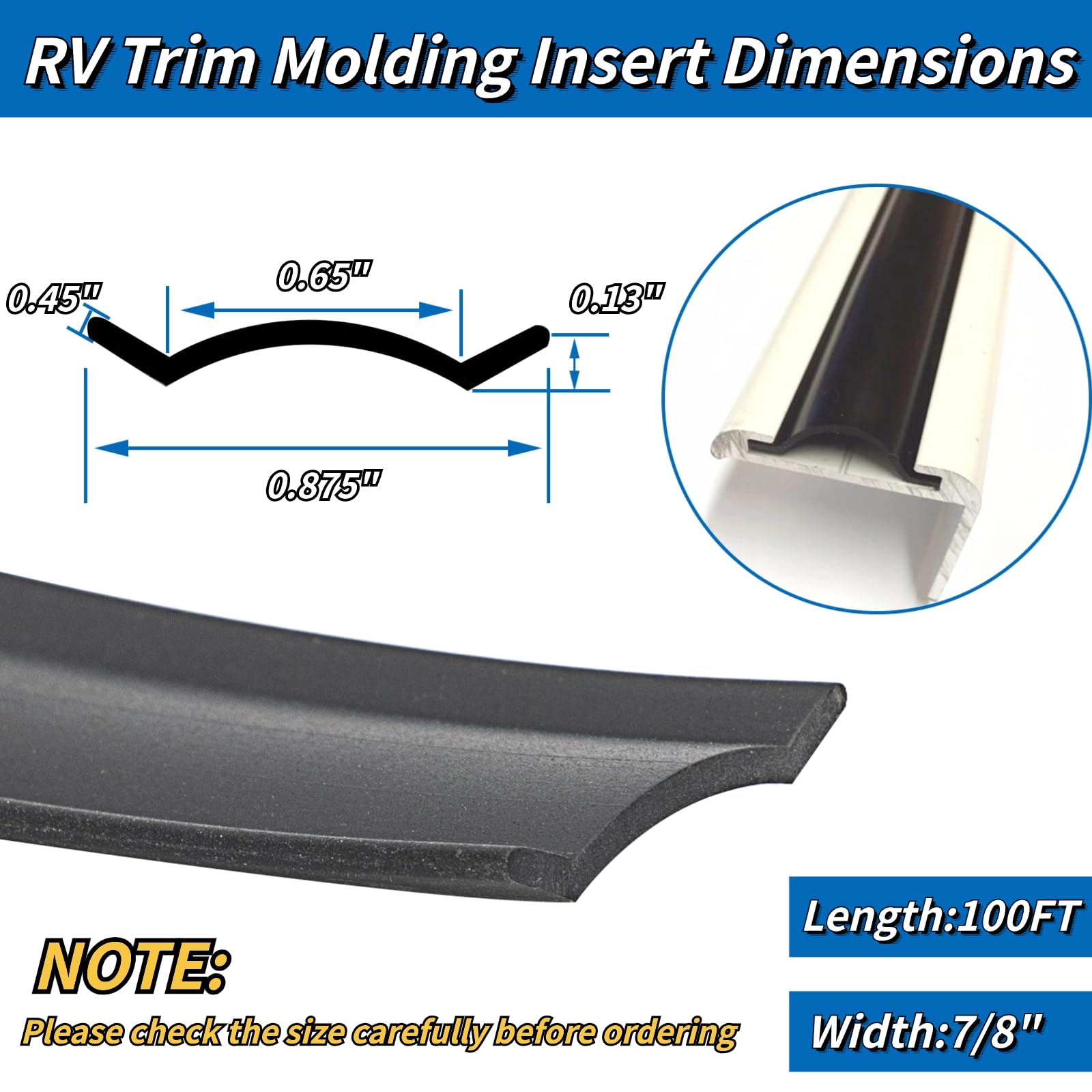 100 FT Roll Champagne Vinyl Insert Molding Trim Screw Cover For Forest River RVs | RV Trim Seal, LPC Brand