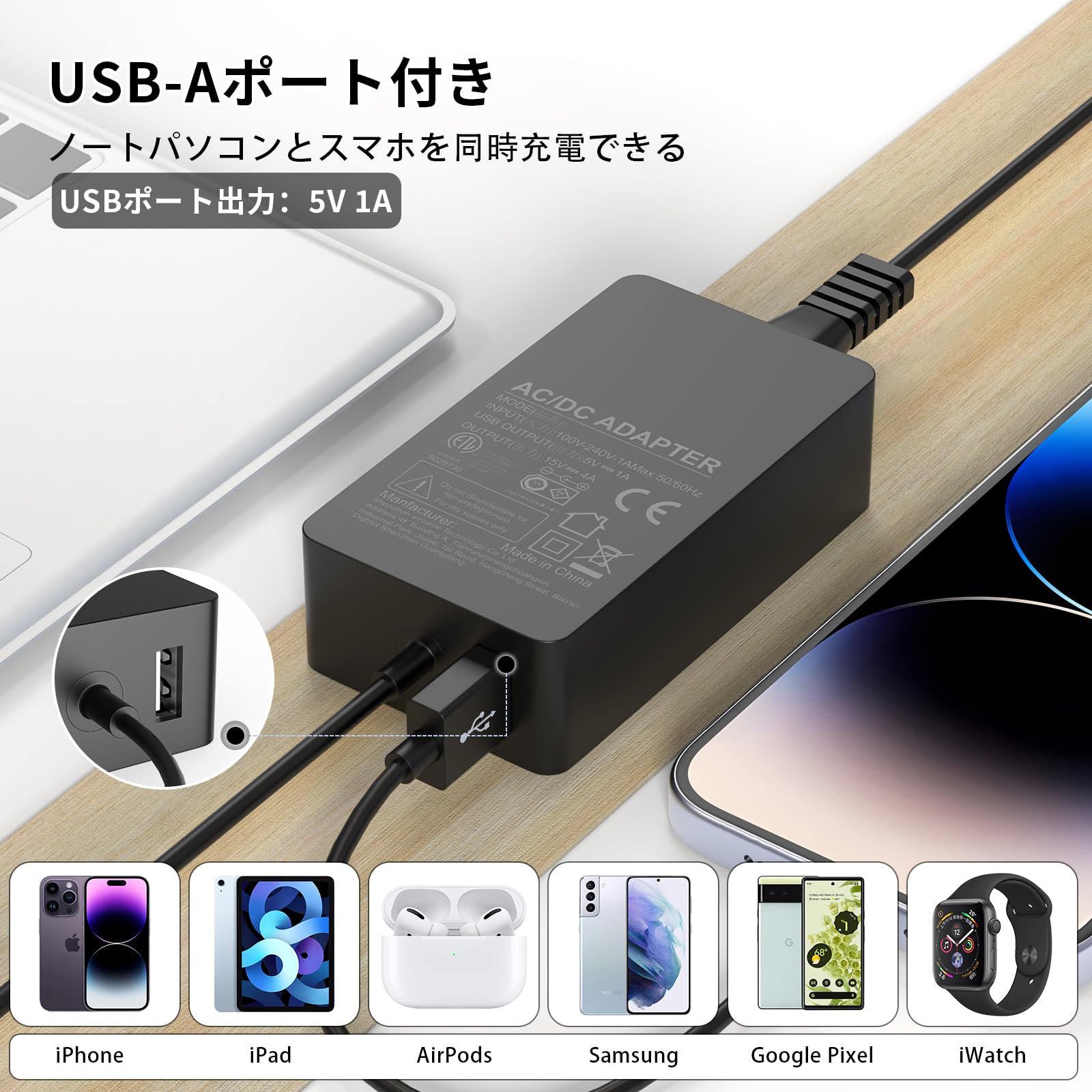 Amazon.co.jp: Solopen 対応Surface 充電器 65W 対応Pro3/Pro4/Pro5