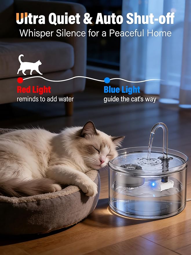 Fuente de Agua para Gatos LUVMYPETT 2.2L Automática con 4 Filtros miniatura 7