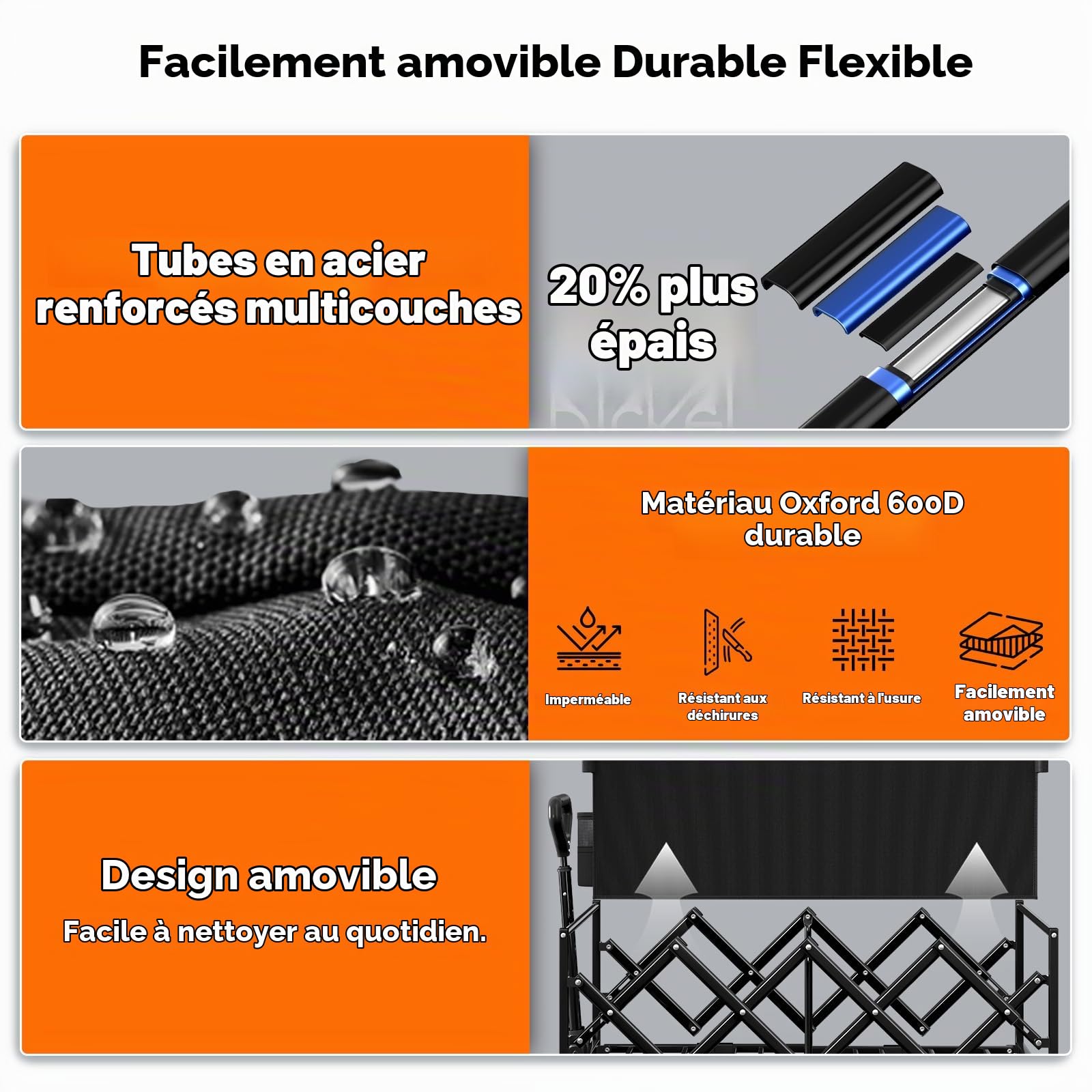 BTTN Chariot de transport pliable de 120 l - Charge maximale : 160 kg - Avec roues silencieuses - Pour jardin, camping, shopping et pique-nique - Chariot de transport pliable avec roues stables - Noir