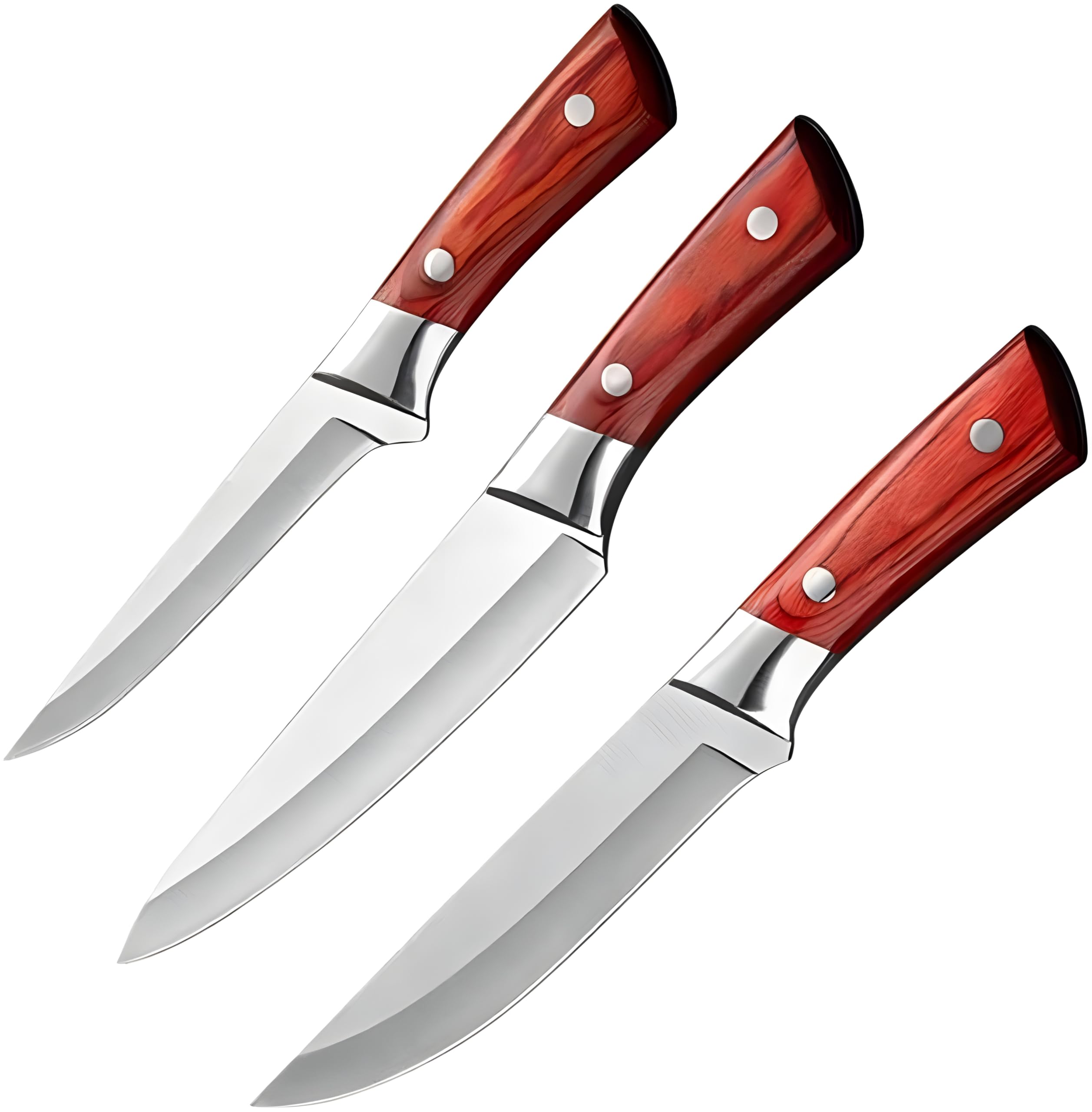Wizbiz Meat Cleaver 3PCS Butcher Kitchen Knife Set Stainless Steel Slaughter Boning Knife for Meat Bone Fish Fruit Vegetables Slicing Chef Knife — Amazon image 7