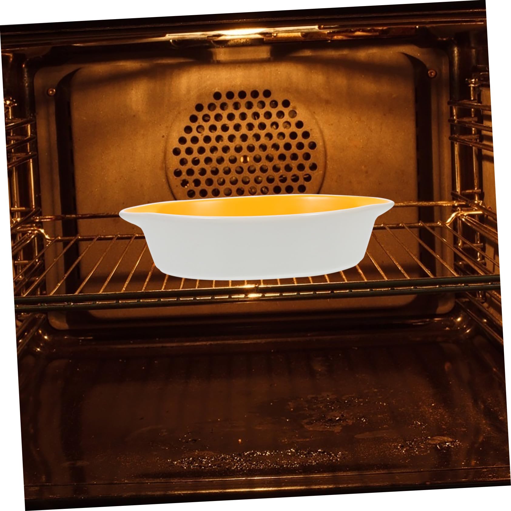 Bandeja de Cerámica con Doble Asa, Profunda, Amarilla | Bandeja Rectangular para Asar, Diseño de Patrón Único, Uso para Lasaña y Fruta