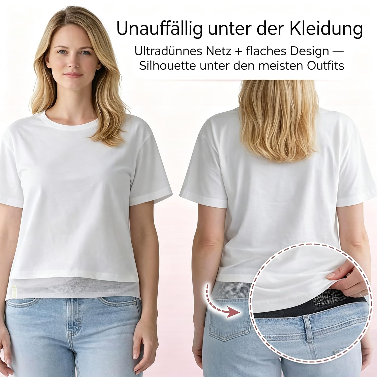 cybryeh Ultra-atmungsaktive und dünne Rückenstütze bei Rückenschmerzen im unteren Rücken – leichter, verstellbarer Rückenstützgürtel für Damen und Herren