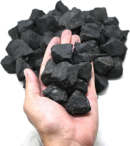 Miniatura 2 de Shungite - Juego de piedras preciosas a granel de cristales crudos de 1 libra y piedras curativas para hacer joyas, piedras curativas de cristal