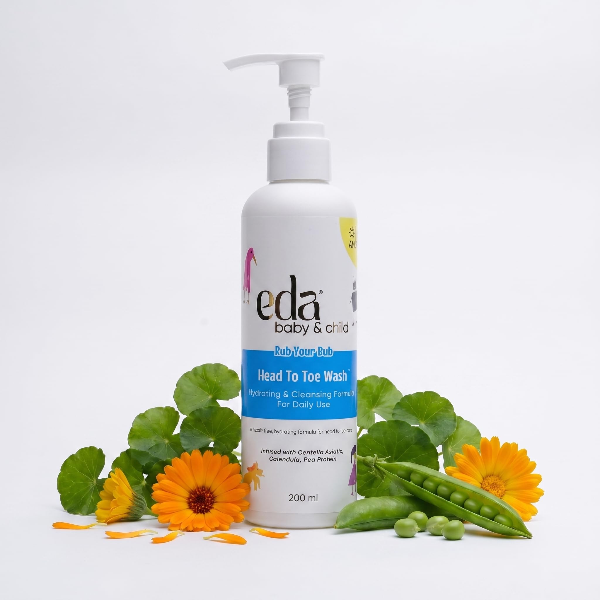 EDA BABYCARE Rub Your Bub Head-to-Toe Wash 200ml | Ultra Gentle Daily Cleanse | Protects Natural Moisture | Safe & Mild Formula for Baby Skin-image-1