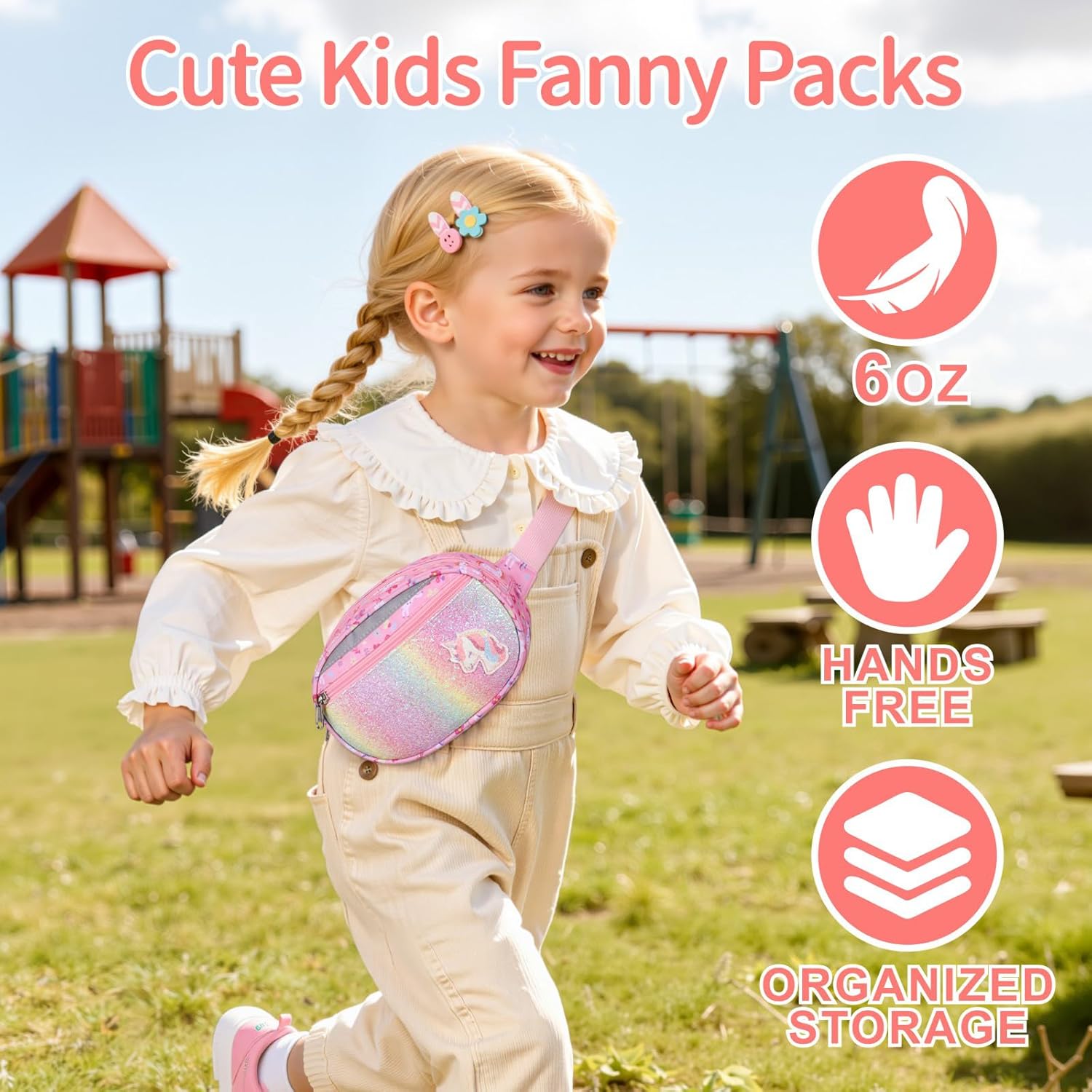 Belt Bags Kids Fanny Pack Cute Belt Bag for Girls Crossbody Purse Personalized Waist Packs 5 Year Old Girl Gifts (Pink Unicorn) - Image 3