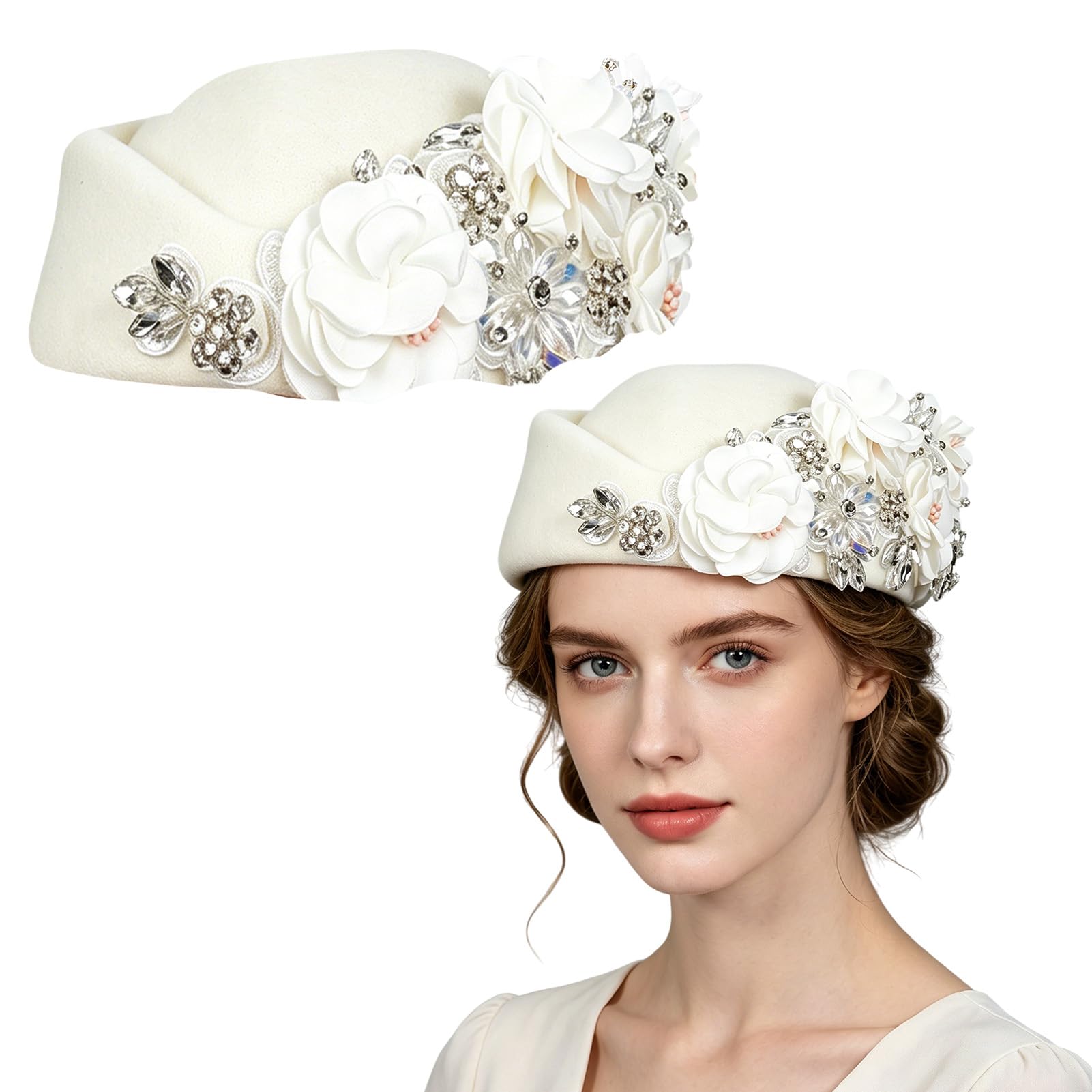 Béret fleuri élégant pour dissimuler une coiffure rapidement