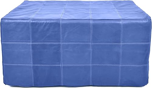 Miniatura 11 de Marrakesh Gallery Funda otomana de cuero - Puf cuadrado marroquí, sala de estar, dormitorio otomano Marrón,Beige Bronceado,Azul,Marrón (Dark