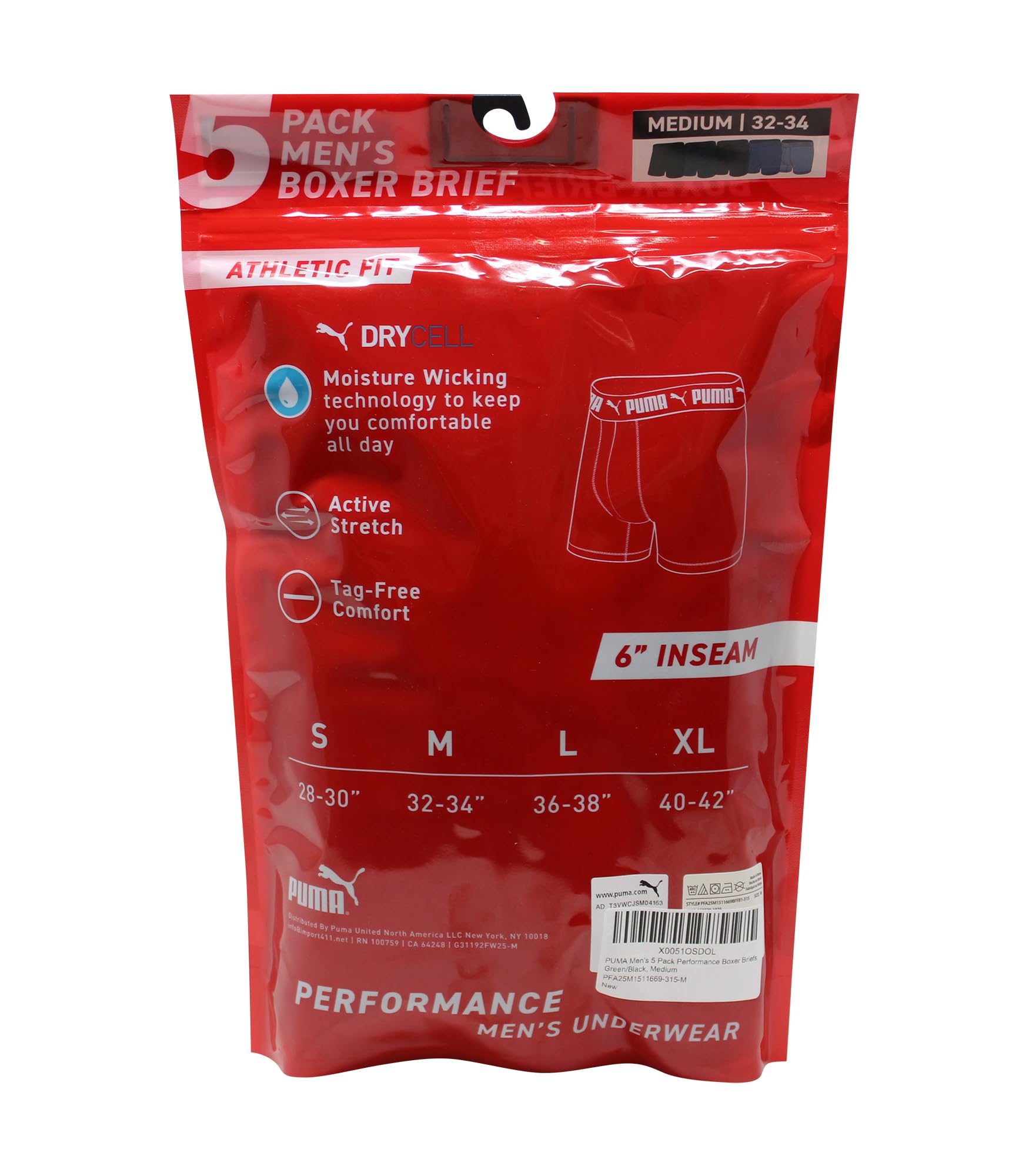 Puma 5 Pack Performance Boxer Briefs Boxer Corti Uomo
