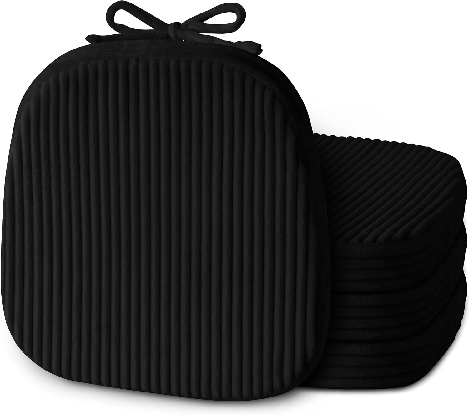 Corduroy Metal Chair Cushion Set of 2, 14"x14"x2" Dark Grey | Machine Washable Cover, U shaped, for Metal Dining Chairs, for Bistro, Dining Room, Kitchen, with Ties, Soft, Durable