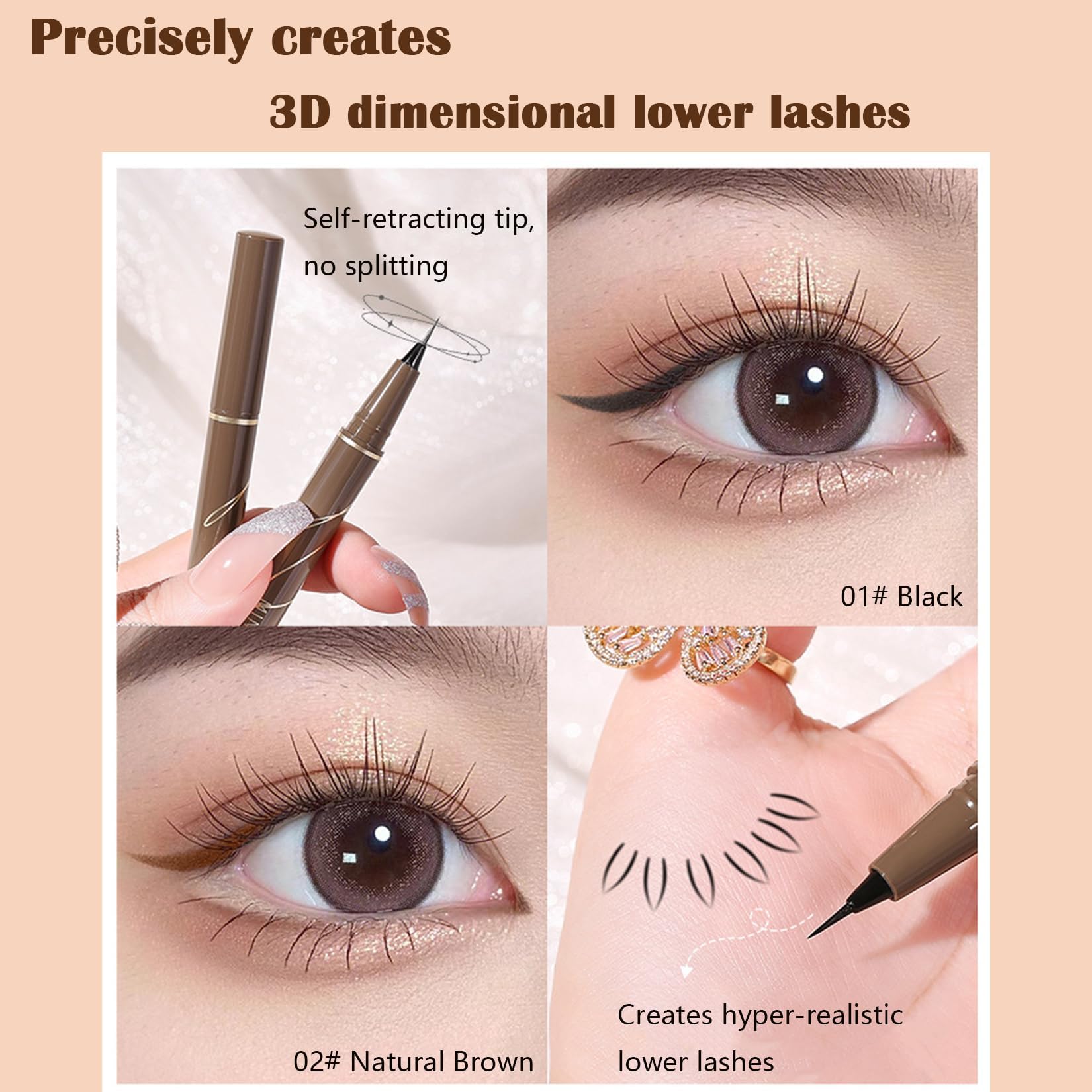 Waterproof Liquid Eyeliner Pen, Black, Ultra-Fine Precision Tip For Winged & Artistic Eye Makeup, Long-Lasting, Quick-Dry - Image 3