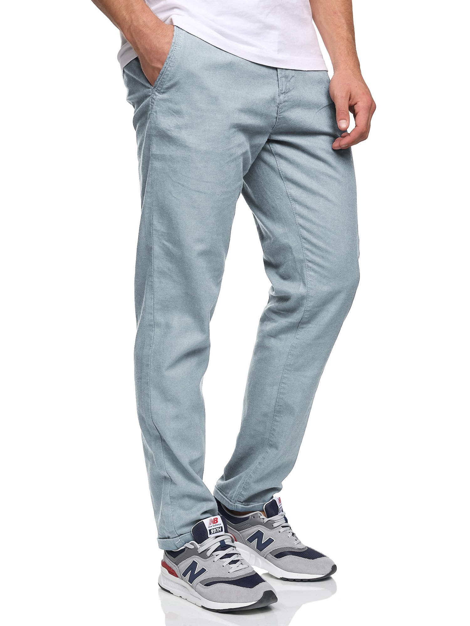 Indicode Herren Haverfield leichte Stoffhose aus Leinen und Baumwolle | Moderne Stoffhose aus atmungsaktivem Leinen-Baumwoll-Mix, Chinohose, Sommerhose, Freizeithose für Männer