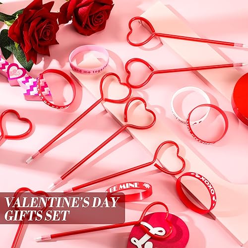 Miniatura 6 de Juego de pulseras de silicona para el día de San Valentín recuerdos de fiesta bolígrafos de corazón a granel pulseras de San Valentín para clase