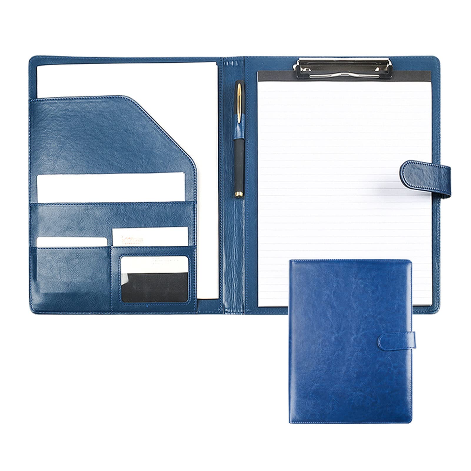 Porte-documents A4 en cuir bleu, l'élégance d'un conférencier multifonction