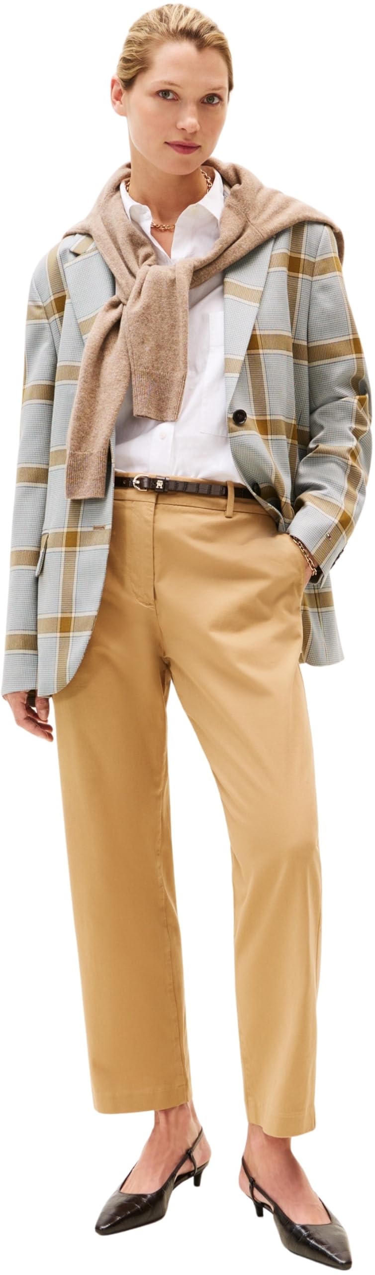 Tommy Hilfiger Pantalón Chino Mujer Stretch Straight Slim Fit