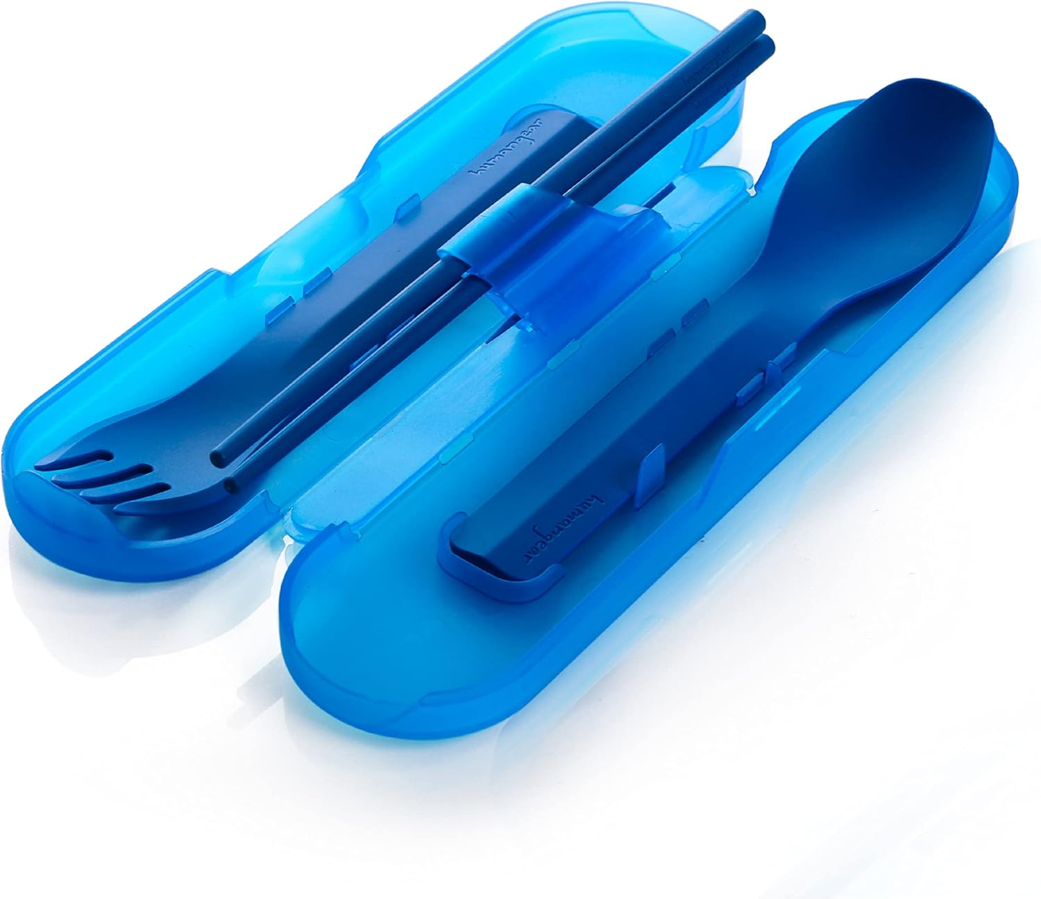 Ensemble De Couverts 4 En 1 Humangear Quattro GoBites - Fourchette, Cuillère, Baguettes - Rouge