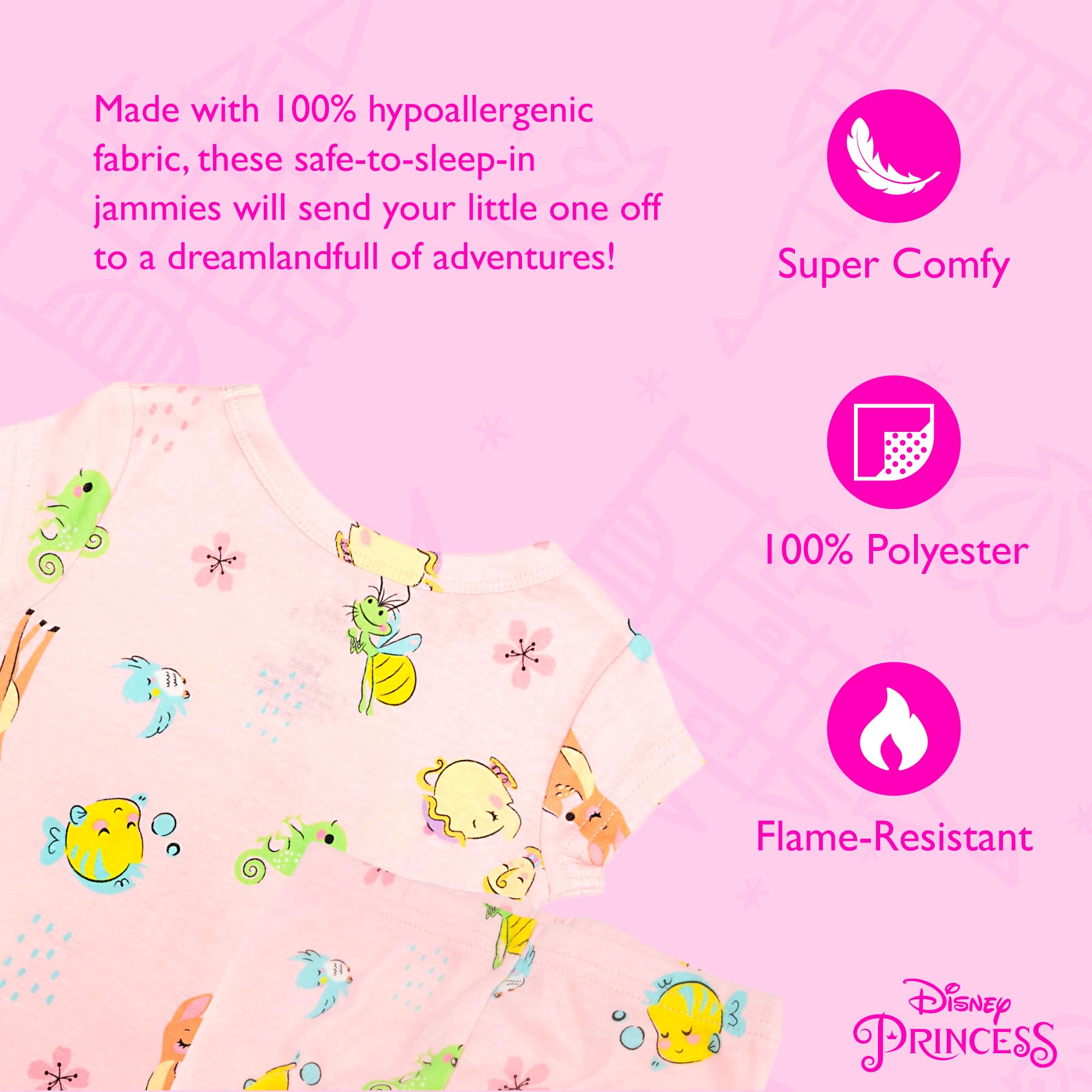 Disney 2 pezzi Snug-fit Cotton Pajama Set, Soft & Cute for Kids Pigiama Ragazza