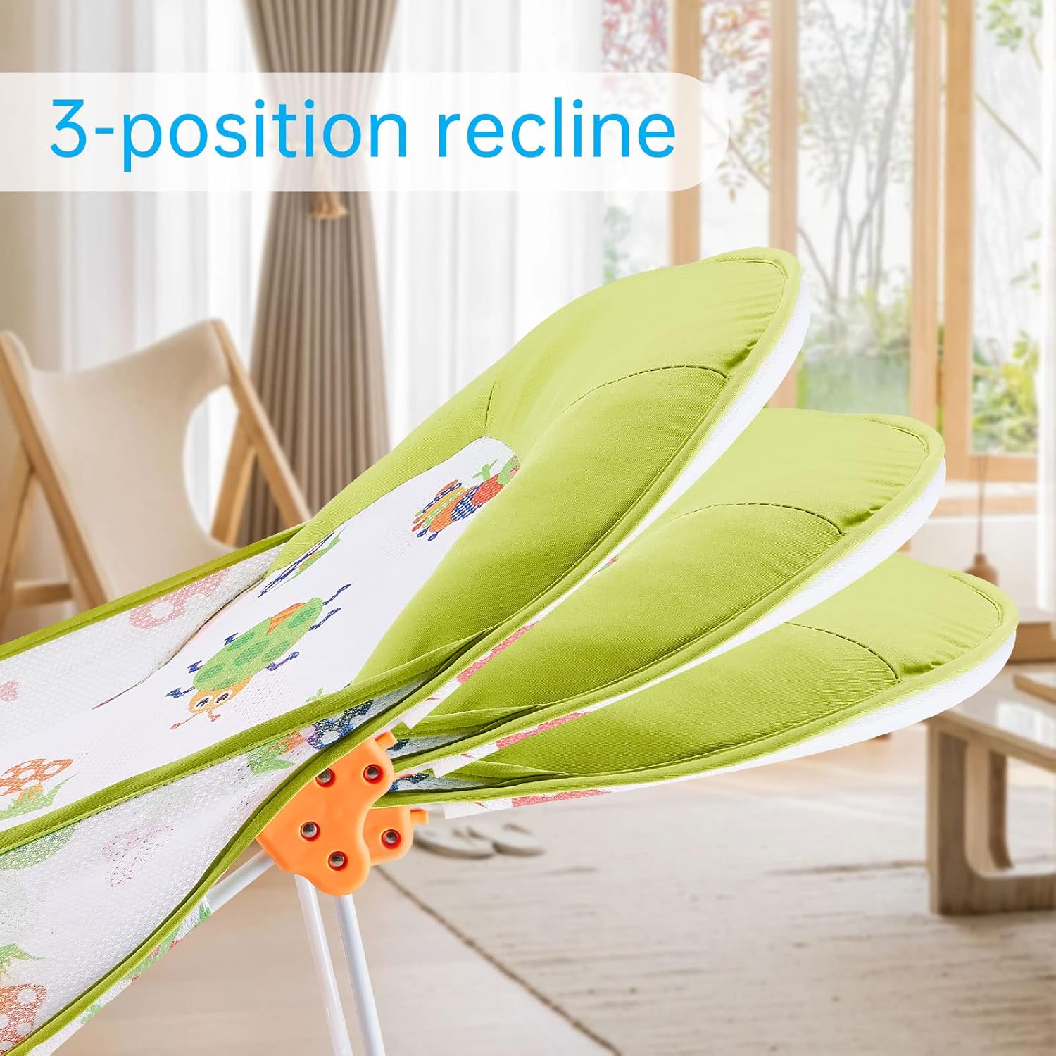 Foldable Baby Bather With 3 Adjustable Reclining Positions for Use in Sink or Bathtub - Newborn Infant Support 0-12 Months (Green-01)