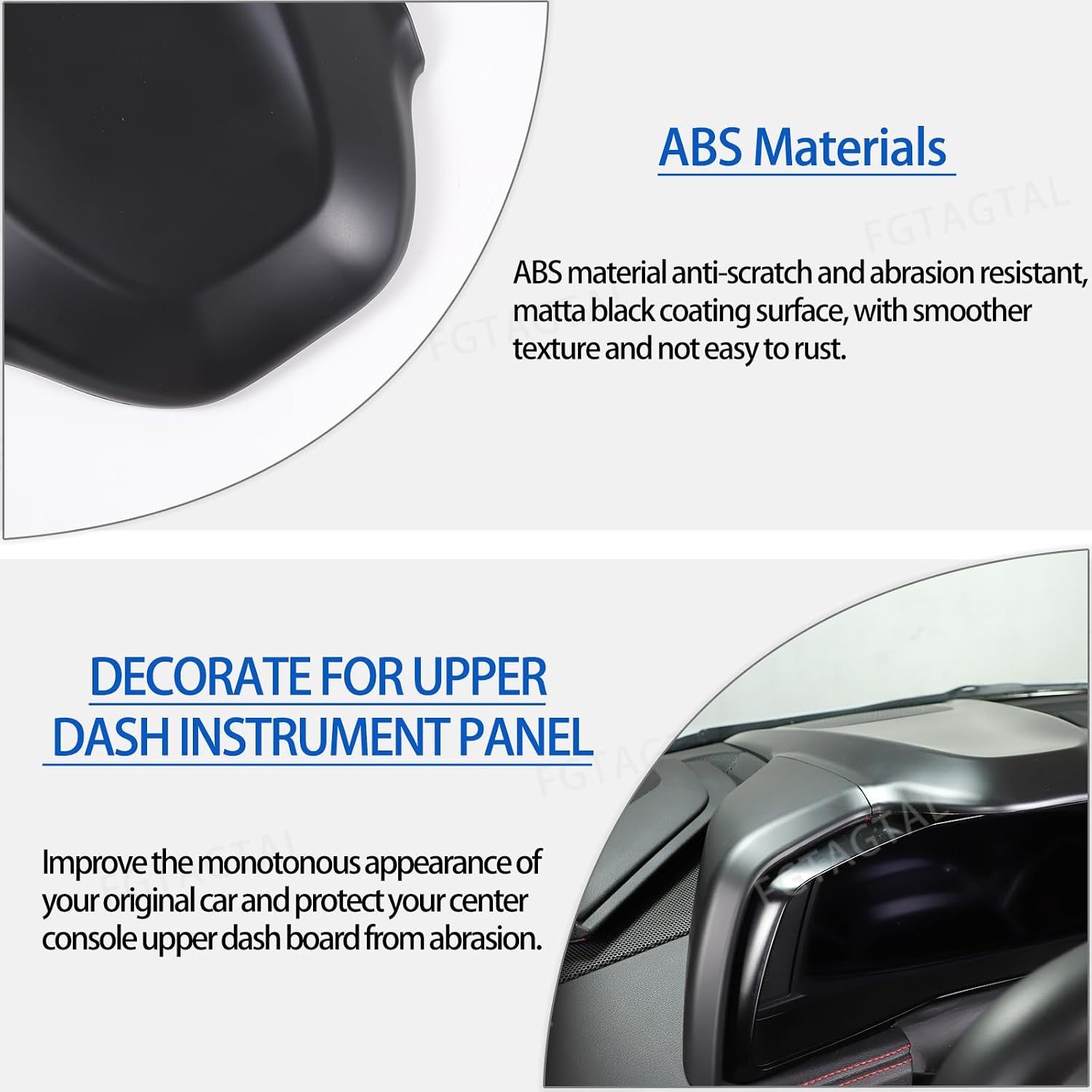 Interior Upper Dash Instrument Panel Cover Fit for Chevrolet Corvette C8 Stingray 2020-2025, ABS Center Console Upper Dash Board Trim Frame Decorative, 4PCS (Matte Black)