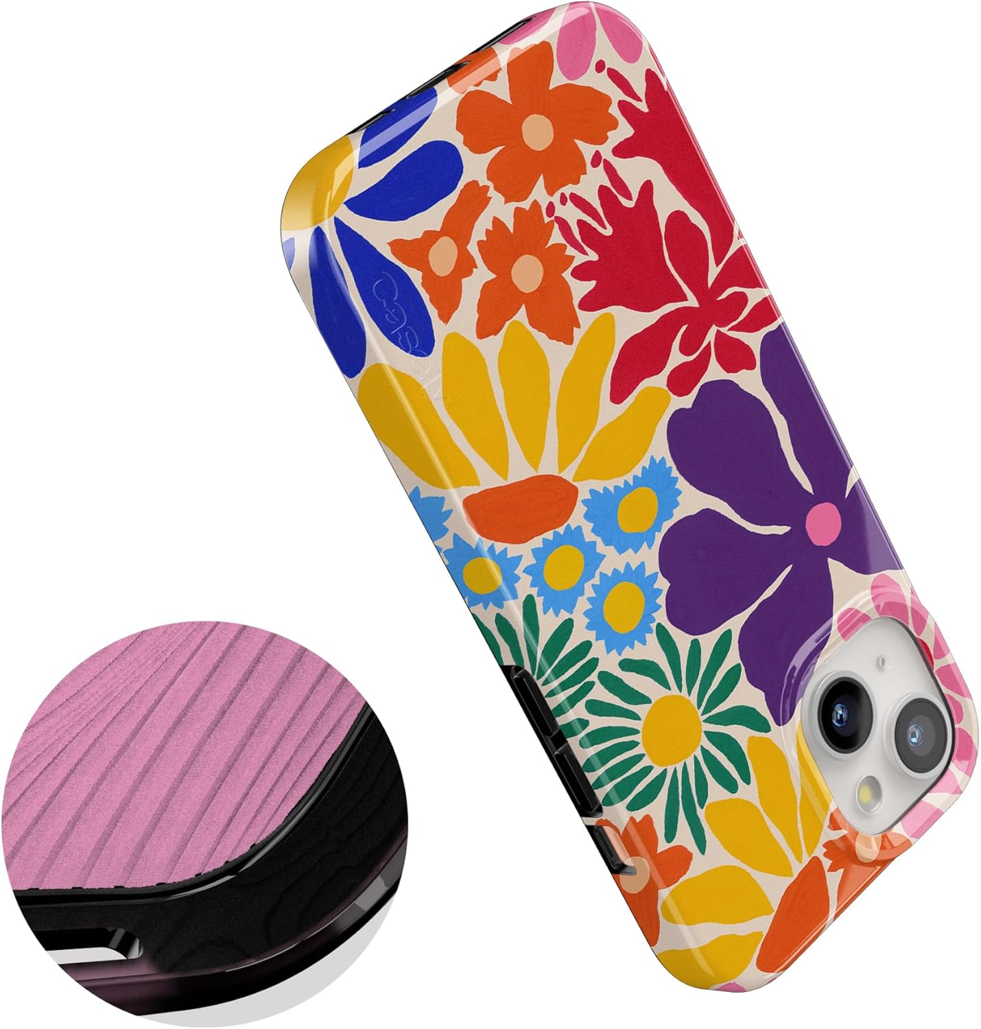 Casely iPhone 15 Case | Flower Patch | Multi-Color Floral | Compatible with MagSafe | Classic Ultra Slim Design