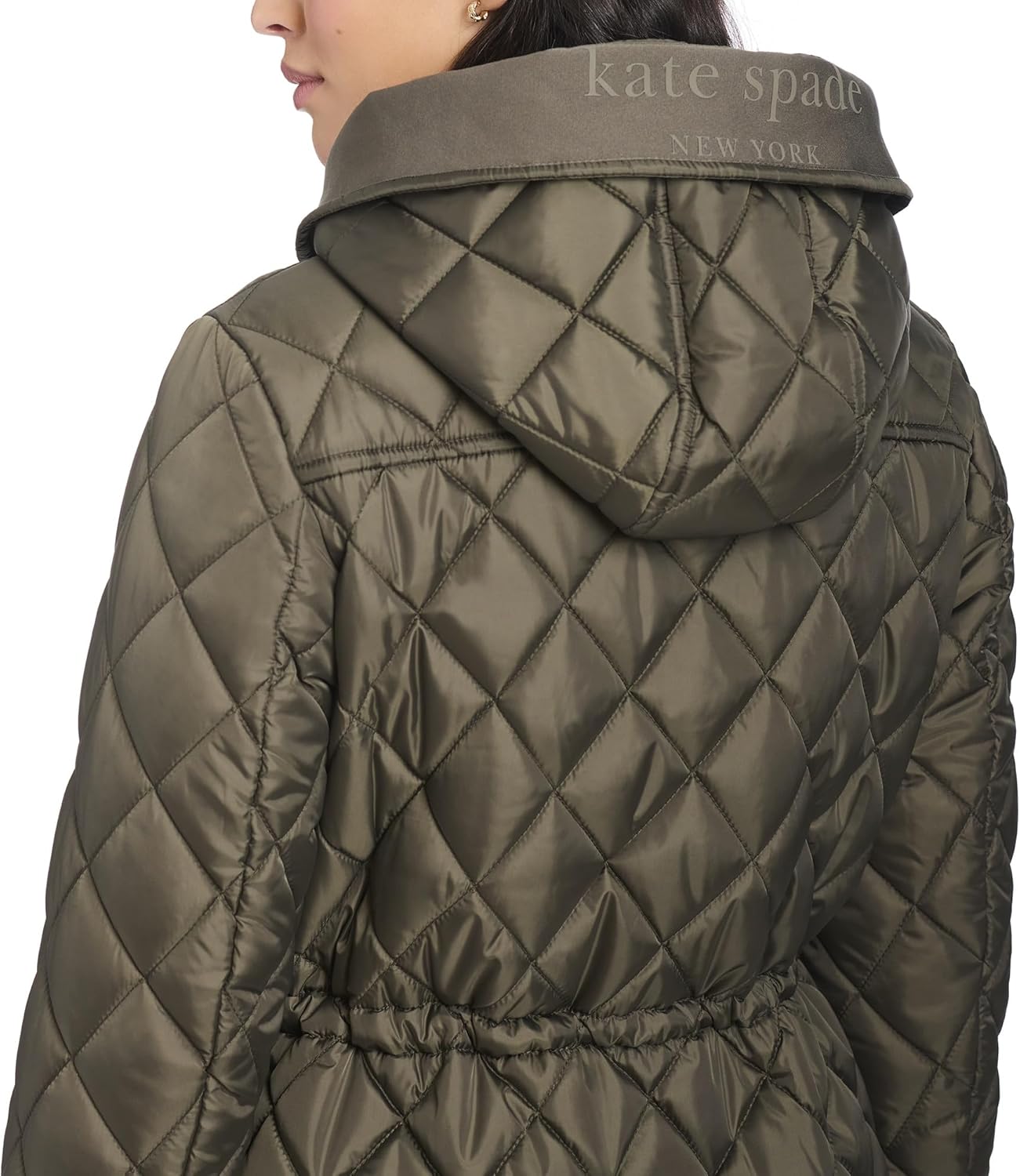 kate spade new york womens Water Resistant Quilted Hooded Jacket With Adjustable Waist - Image 8