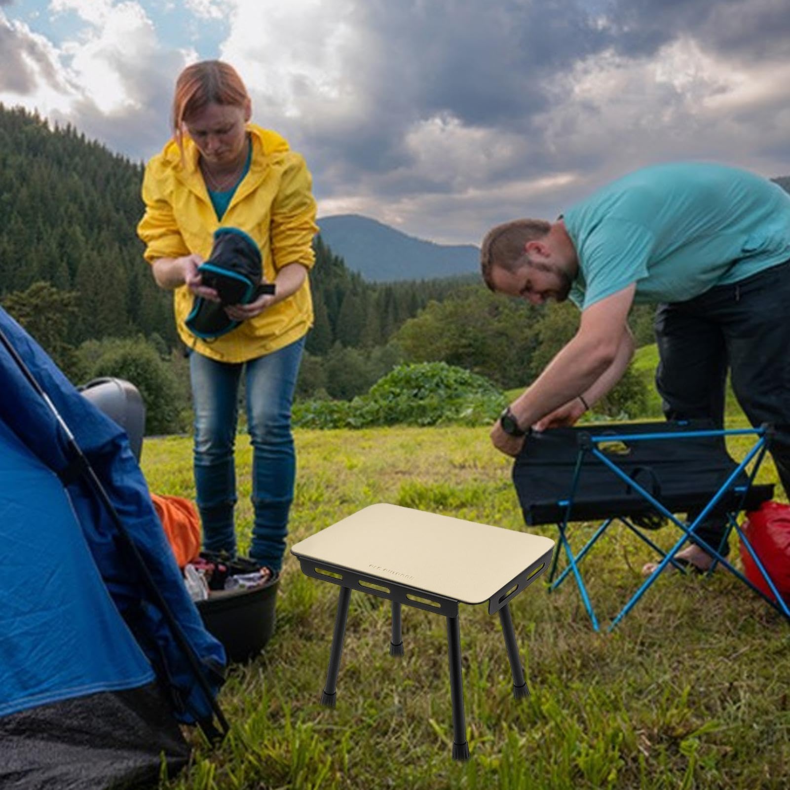 Table de Camping compacte et Portable | Table Pliante légère | Table de plage pliable multifonction pour extérieur, randonnée, pêche, pique-nique, , pique-nique