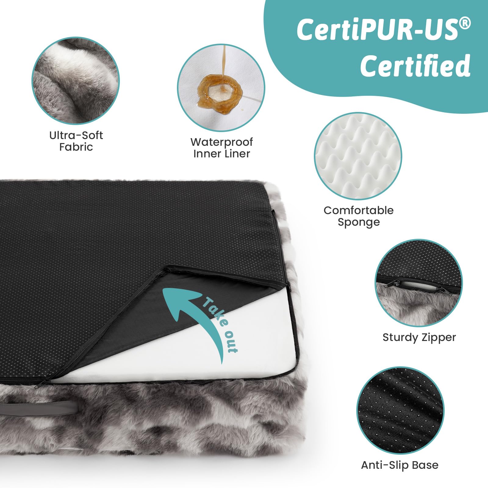 COZY KISS Cama para Perros De Piel SintéTica, Cama OrtopéDica para Perros Grandes, Sofá con Acolchado De Espuma De Alta SujecióN Y Funda Impermeable, Antideslizante, Suave, CáLida, Lavable, TamañO L
