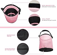 Vista 5 de Bolsa de alimentación para caballos, cubo de alimentación de caballos de grano de malla de nailon con correa ajustable, cómoda almohadilla