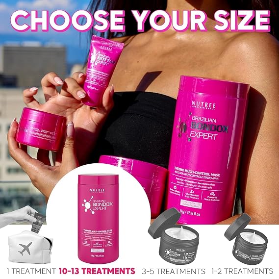 Brazilian Hair Bondox Expert Thermal Mask 33.8 fl.oz - Formaldehyde-Free - Repairs Hair Elasticity, Softens, Moisturizes, Adds Shine - 20 Applications