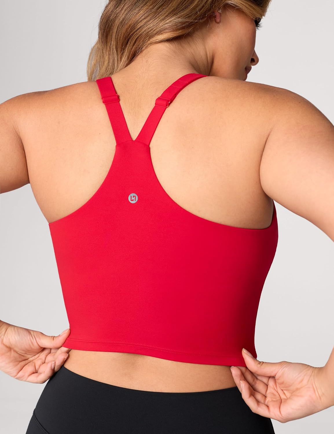 UNISSU Hugcurve Adjustable Racerback Longline Sports Bras Square Neck Padded Yoga Workout Crop Tank Tops for Women