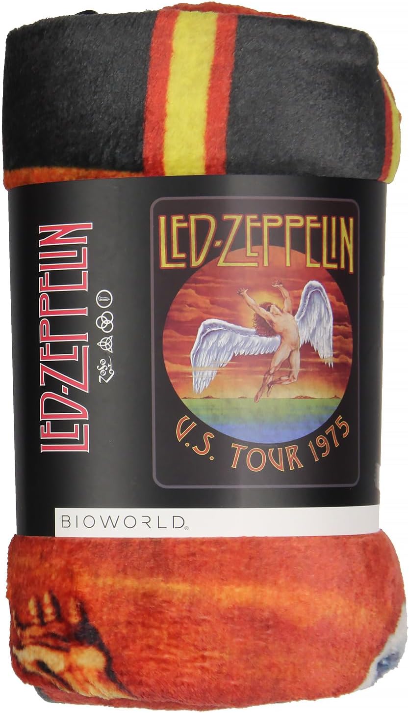 Led Zeppelin Throw Blanket Icarus Angel U.S Tour 1975 Music Band Plush Fuzzy Soft Throw Blanket