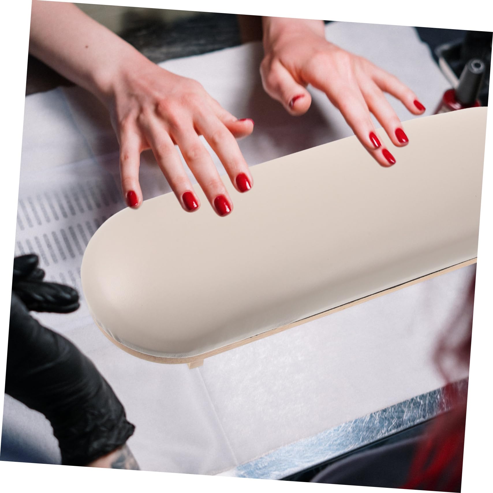 Cuscino per Lavoro Scamosciata Pelle Legno Poggiamani Manicure in per e Comodo Khaki Superficie Liscia, Supporto di Nail Art in Salone Unghie