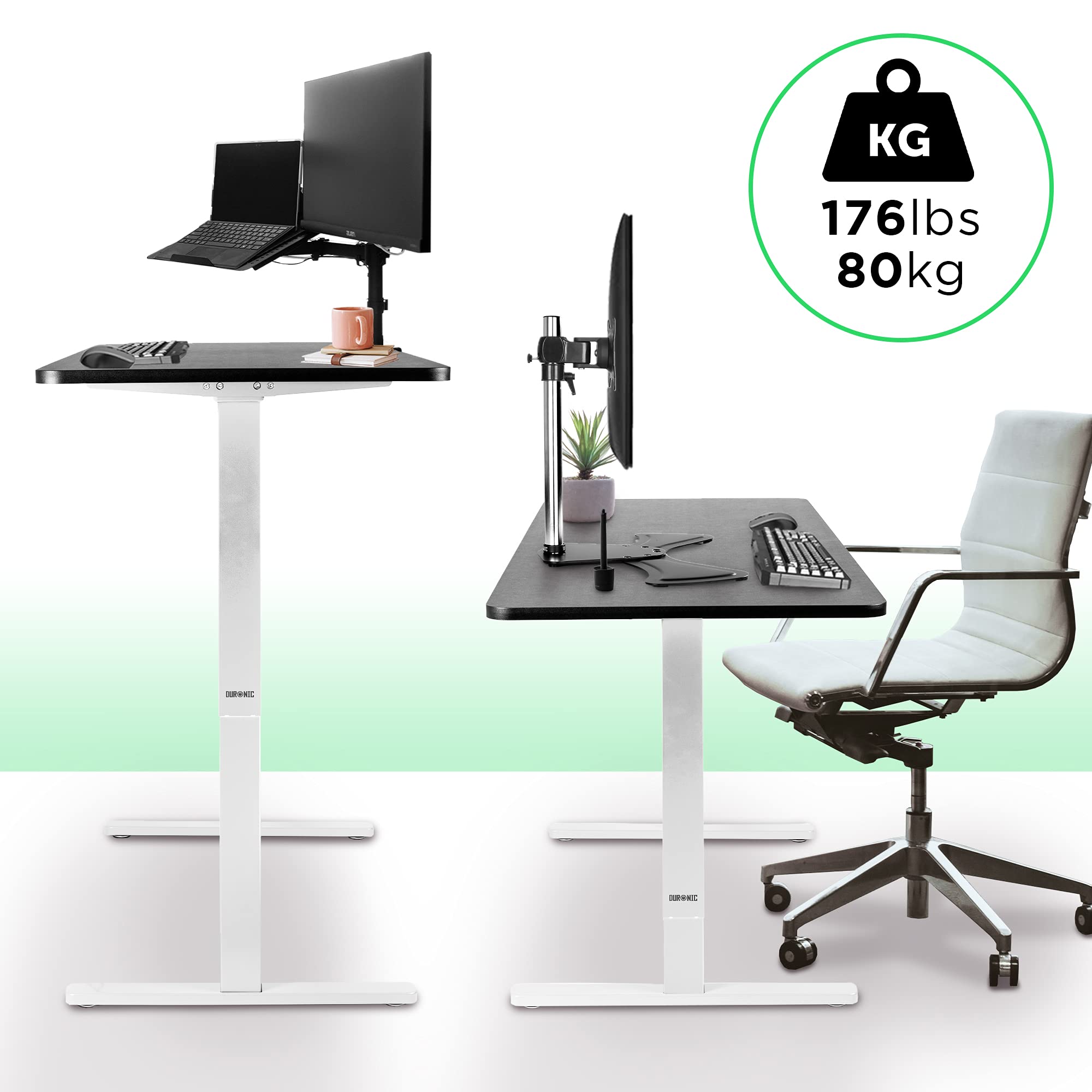 Duronic TM12 WE Telaio Elettrico Sit Stand Bianco | Controller con preset, movimento fluido, workstation professionale, gestione cavi