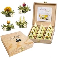 Vista 11 de Creano Abloom Tea - Set de regalo floreciente en caja de madera, 12 piezas en 3 variaciones, negro