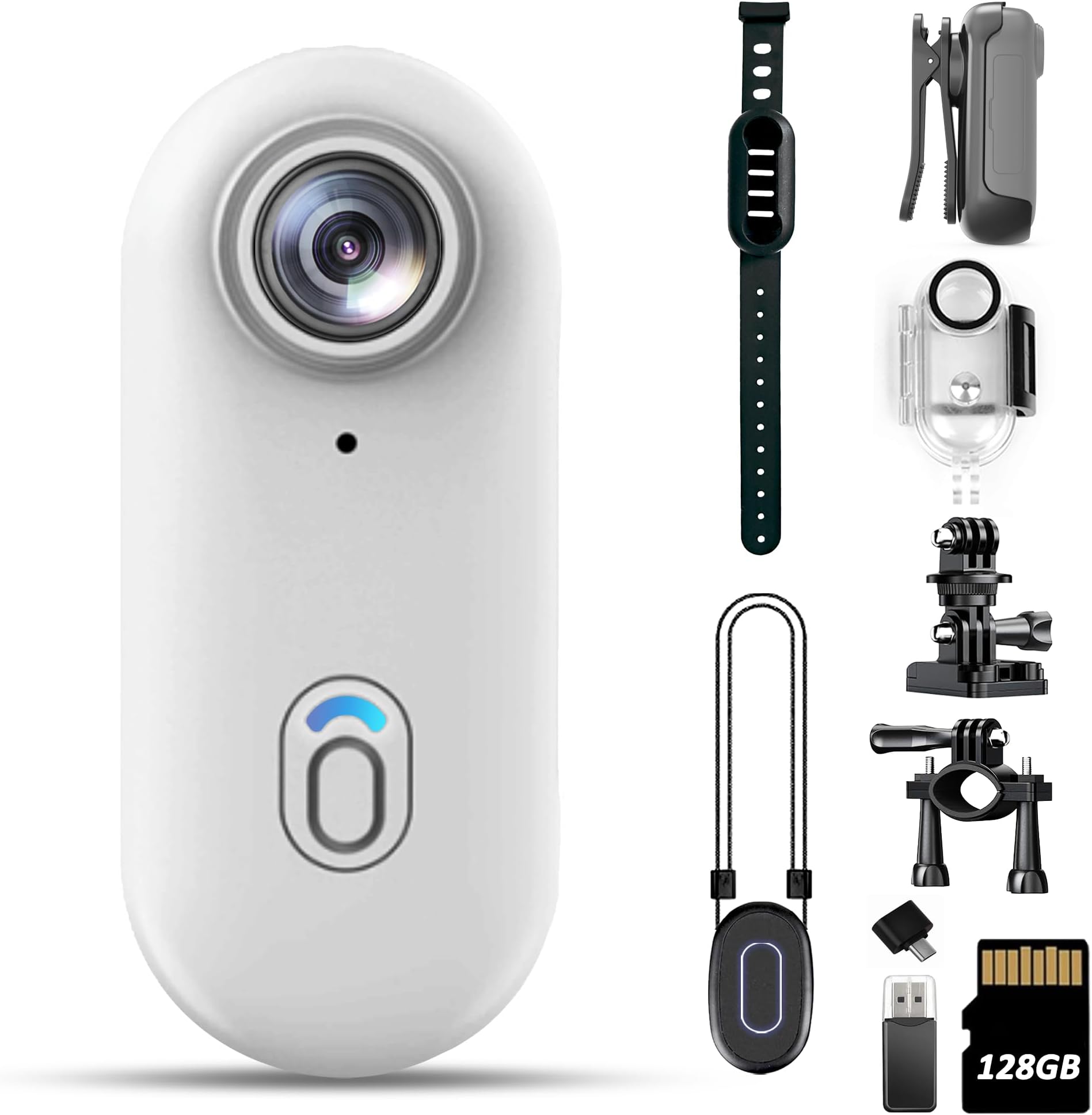 4K Mini Body Camera 128GB - Action Body Cam with Audio & Video- Thumb Hands Free Waterproof Recording Wearable Cameras - Pov Worn Portable Personal Camcorder - for Work Travel Pet Walk Swim