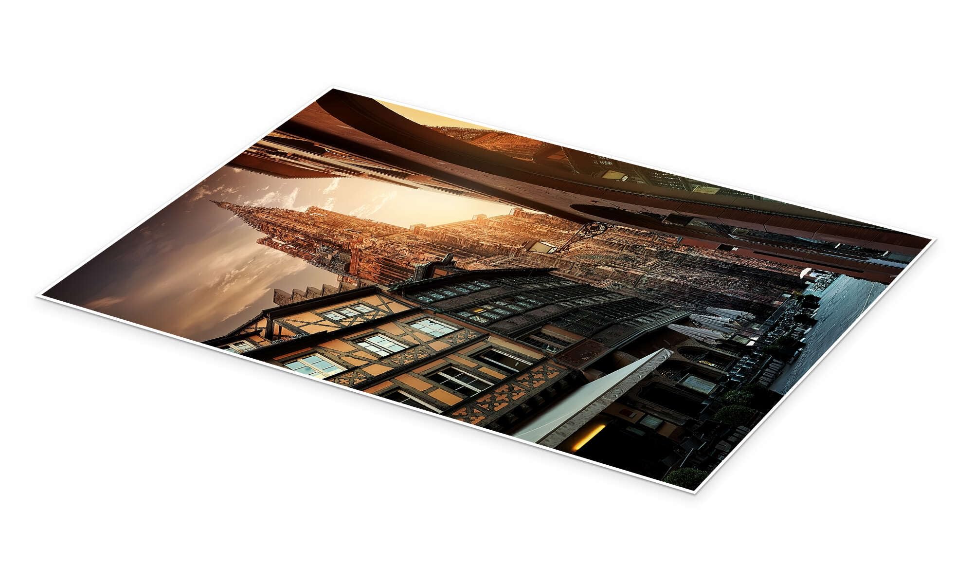 Sunrise over cathedral Notre Dame de Strasbourg Plakat