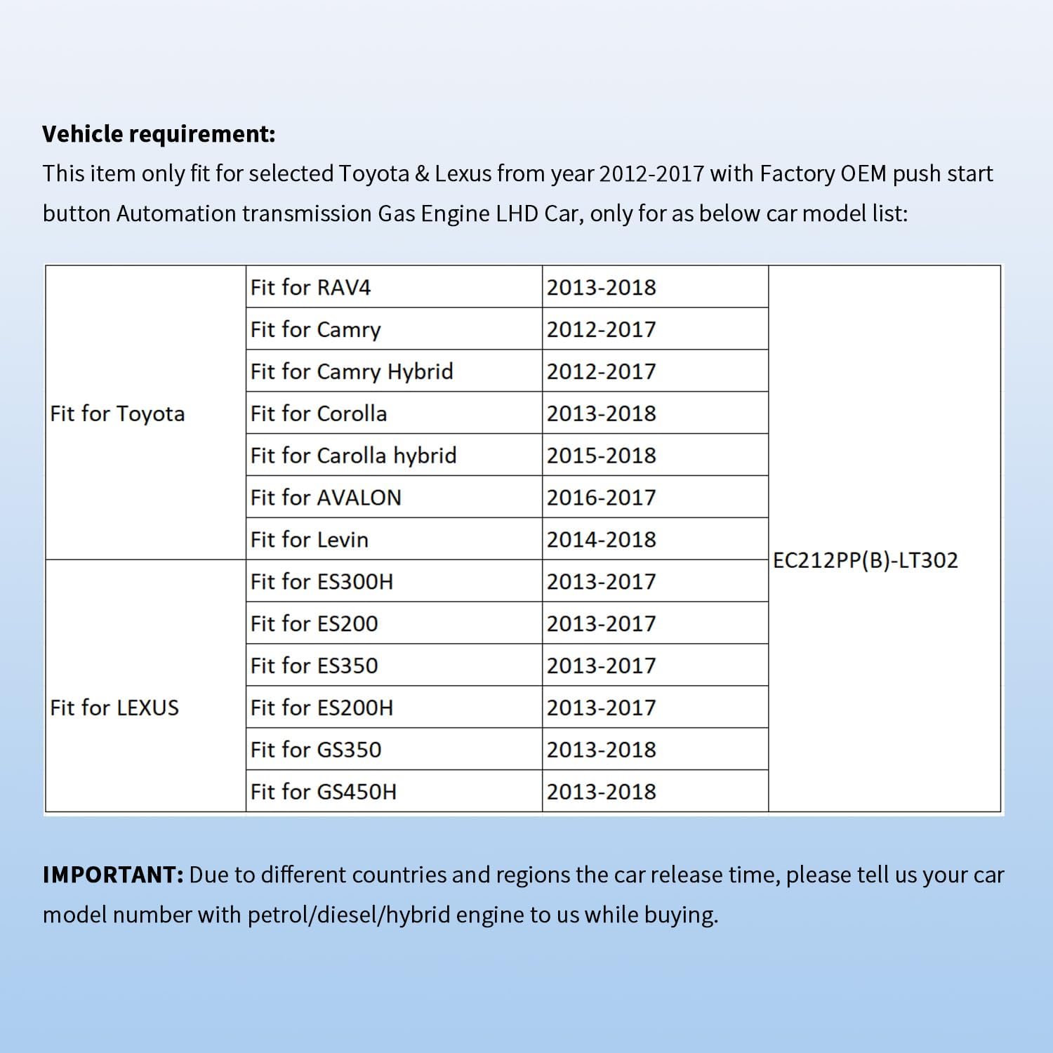 EASYGUARD Plug & Plug Remote Starter for Toyota Alphard 15-20 /Highlander 14-18/Land Cruiser 16-21/Tacoma 16-19/C-HR Prado 18-20/Avalon 18-19/4runner 18-21 with OEM Push Start Automation LHD Car