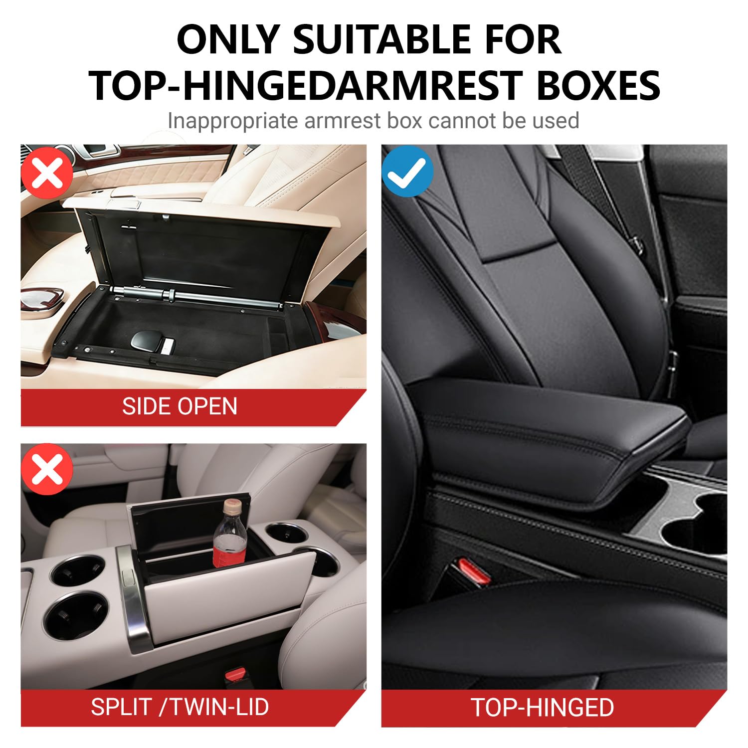Copertura per console centrale dell'auto, in pelle PU, con imbottitura in spugna ad alta elasticità con portabicchieri, 2 sacchetti per fazzoletti (caffè-B)