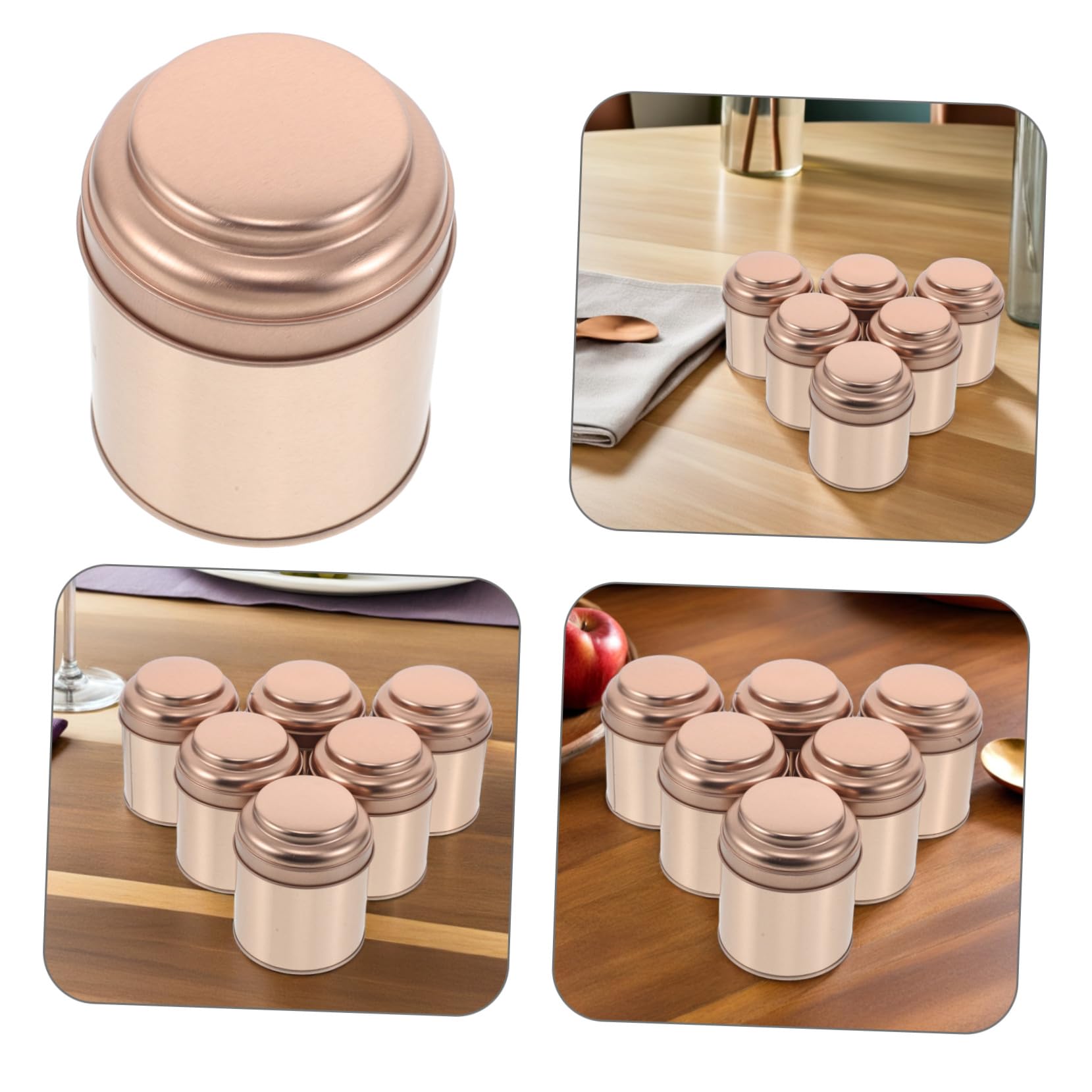 6 Stück Runde Tee-dosen mit Luftdichtem Deckel Kleine Teedose aus Robustem Weißblech Aromadichte Aufbewahrung für Losen Tee Vielseitig für Zuhause und Reisen Rosegoldfarben