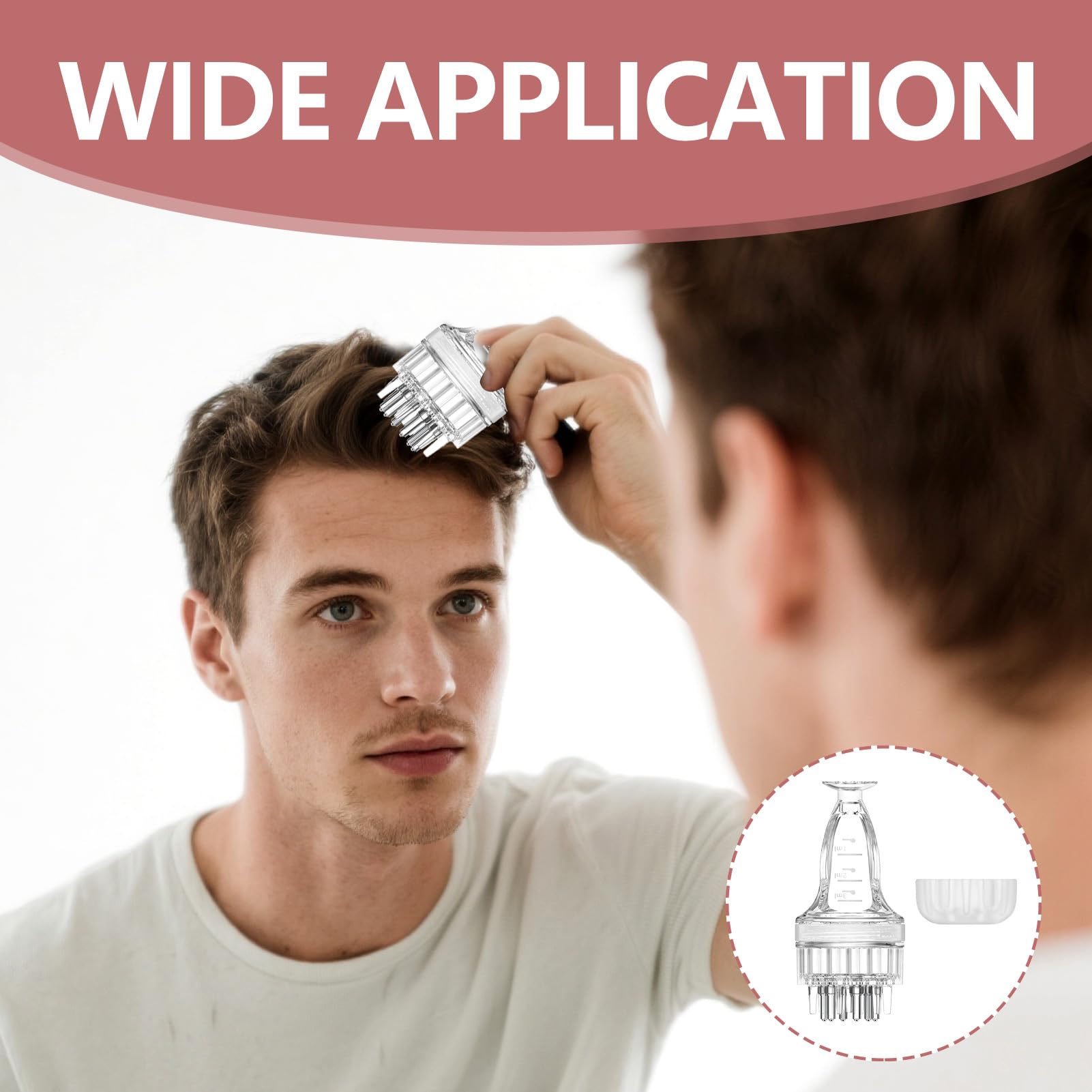 Applicateur Huile Cheveux avec Brosse de Massage du Cuir Chevelu, Flacon Transparent pour Soin Capillaire, Outil de Précision pour Sérum et Huiles Essentielles, Inclus Pipette et Brosse de Nettoyage