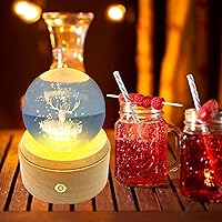 Vista 5 de Base de pantalla LED de madera, soporte de exhibición giratorio, base redonda iluminada de madera, 8 modos de iluminación, soporte de luces LED