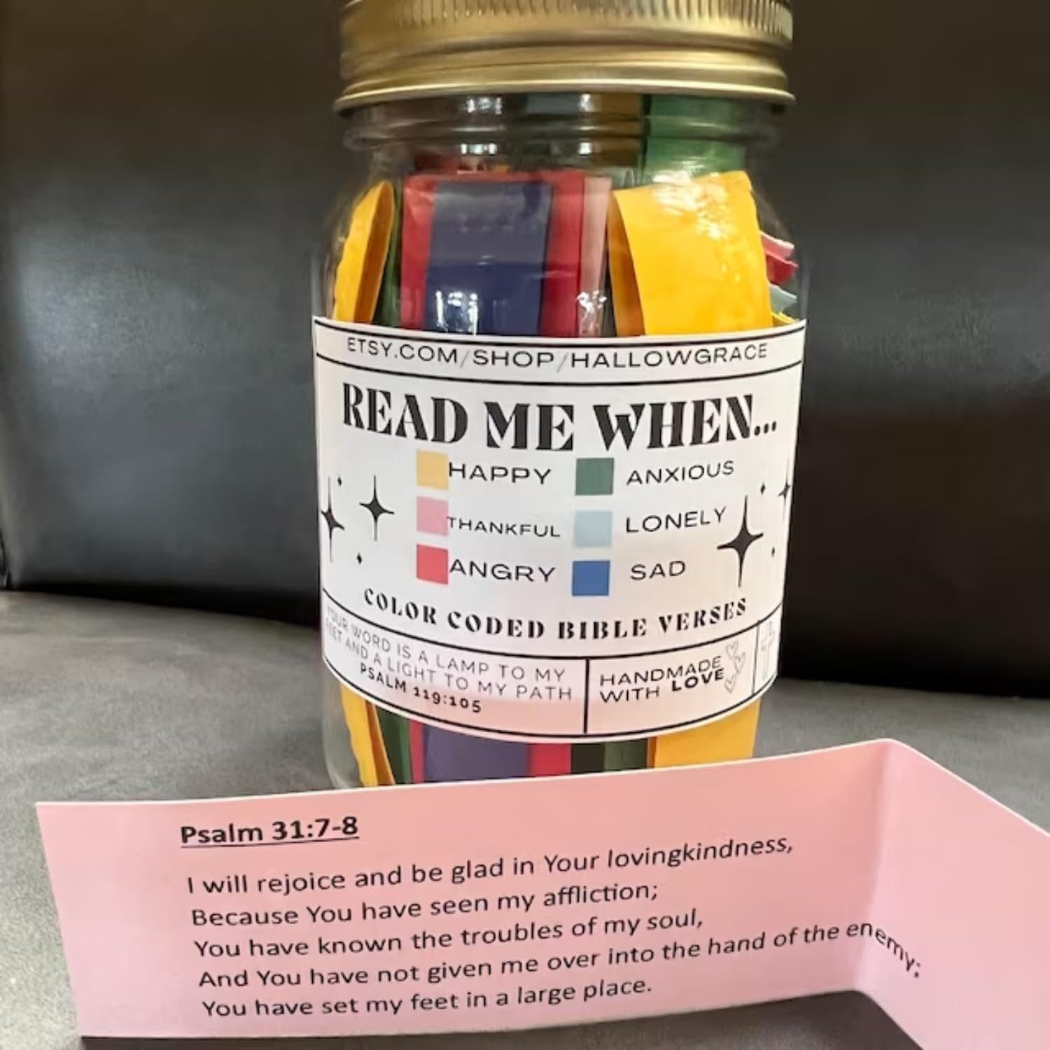Bocal Avec 67 Versets De La Bible Codés Par Couleur - Art Chrétien Fait Main - Cadeau D'encouragement, Inspiration Quotidienne