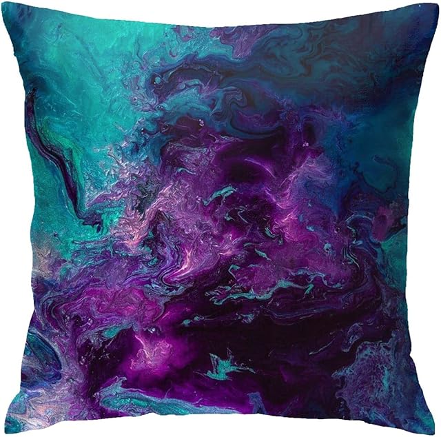 Purple Teal Turquoise Galaxy Nebulous Throw Pillow Cover Cozy Square Pillow Case Home Decorative for Bed Couch Sofa Living Room Cushion Cover 18''X18'', One Size (220323)