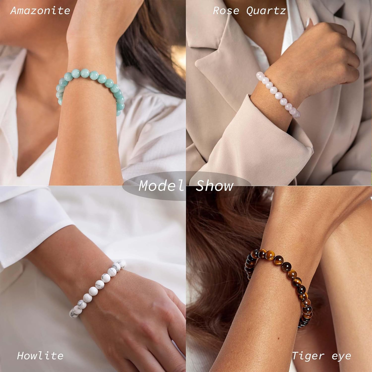 FIRAZIO 12PCS 6mm 8mm Gemstone Beaded Bracelets for Women Semi-Precious Natural Crystal Bracelets Round Beads Gemstones Stretch Bracelet Jewelry Gift - Image 4