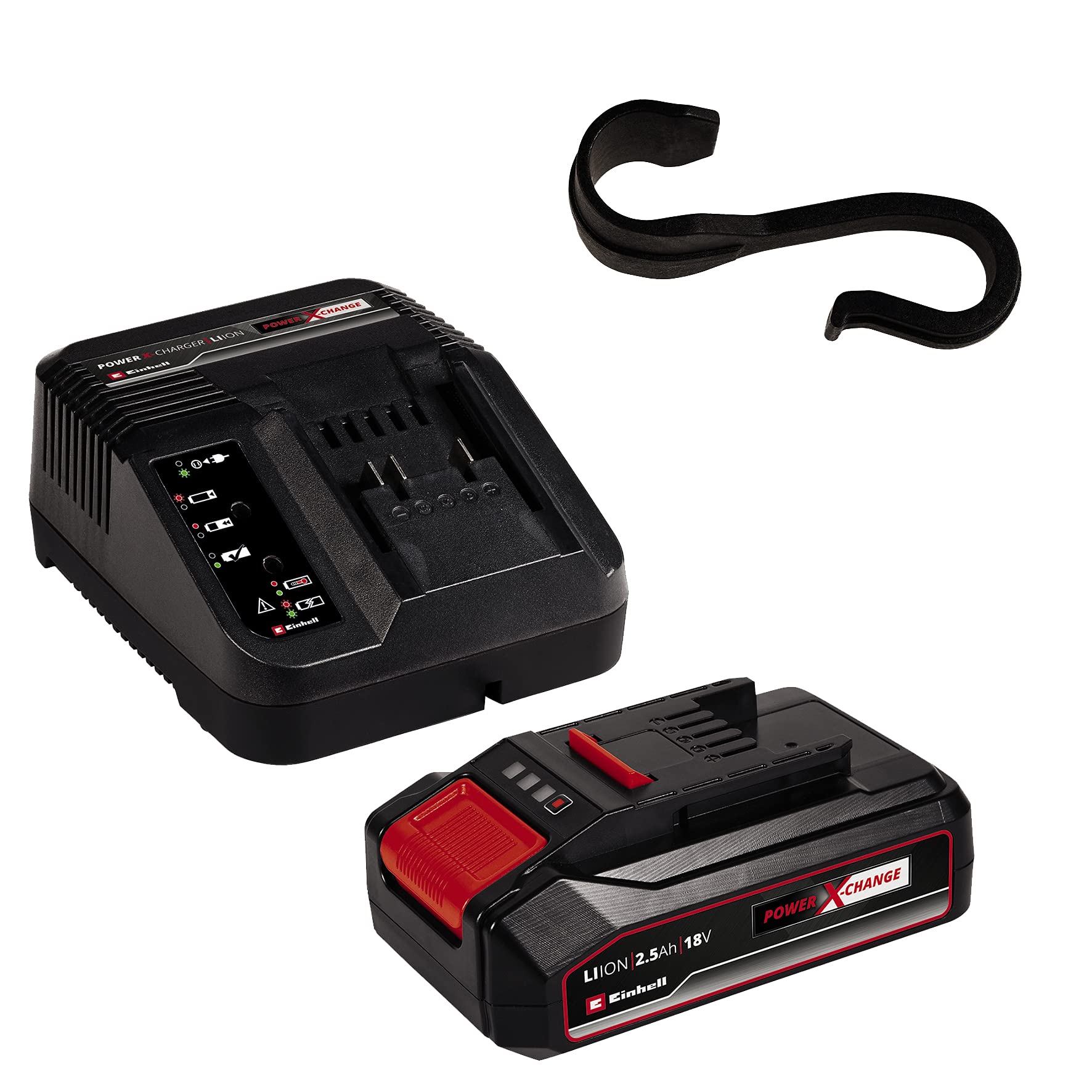 Einhell 4514115 Lampa, Czerwony/Czarny, ‎27,5 x 28 x 7 cm; 1,15 kg & Einhell Pxc Starter Kit Akumulator, Czarny, ‎10 x 15 x 11,3 cm; 820 g