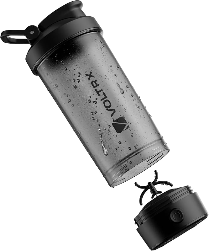 VOLTRX Titanus USB-C Elektromos Protein Shaker 710ml - Újratölthető Fehér Turmixgép Fehérjeitalokhoz, Szivárgásmentes BPA-mentes Keverőpalac
