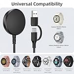 Chargeur de montres sans fil magnétique pour Samsung Galaxy Watch 8/7/6/5/4/3/Fe | USB Câble de charge magnétique sans fil Câble de support de charge rapide avec USB-C & USB-A Double connecteur (1M/3.3FT)
