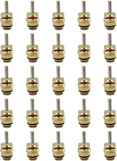 AC Schrader Valve Core Kit, 25Pcs M10 Brass Air Conditioning Valve Cores Fit for BAS03009 MT0065 59356 Ford 4L3Z19D701A GM 10245619 Chrysler 4882331, Fit for 134A and R12 Systems