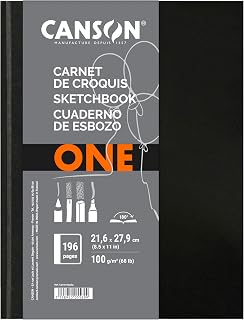 Canson ONE Hardbound Sketchbook: Smudge-Resistant 67lb Acid-Free Paper, 8.5x11 Inch, 98 Sheets for Students & Artists